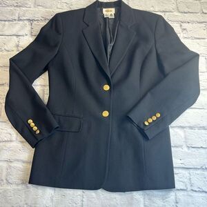 Vintage Talbots Classic Black Blazer with Gold Buttons. 100% Wool. Size 6.